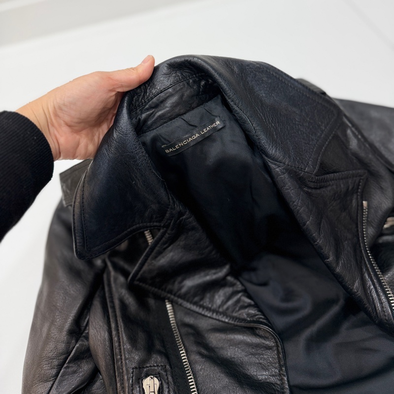 balenciaga 巴黎世家 黑色 羊羔皮 皮衣外套 皮外套夾 克-9