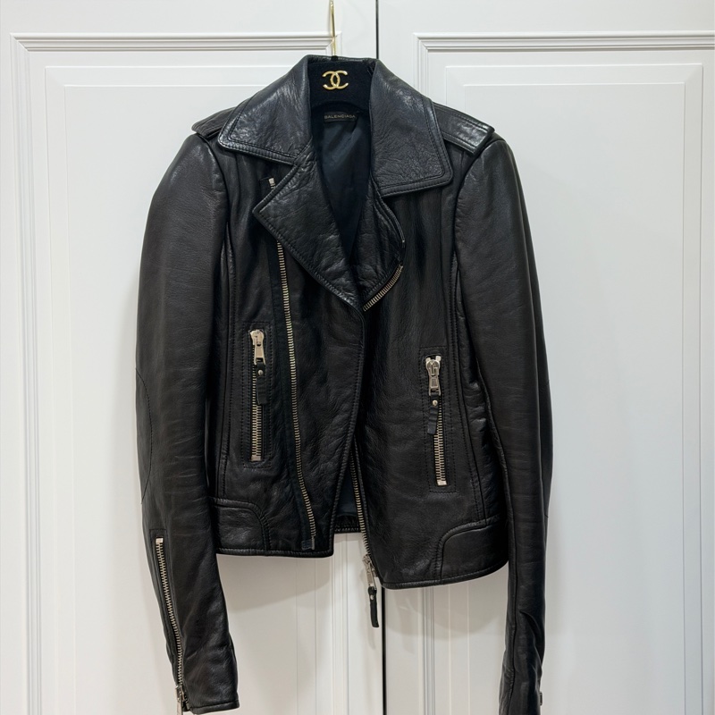 balenciaga 巴黎世家 黑色 羊羔皮 皮衣外套 皮外套夾 克-10