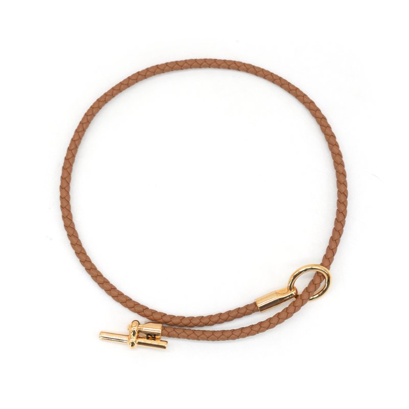 Hermes Glenan Double Tour Swift小牛皮編織雙圈手環#T2(玫瑰金/金棕)-2