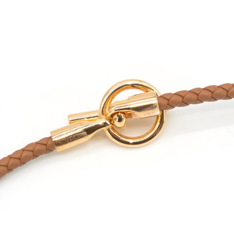 Hermes Glenan Double Tour Swift小牛皮編織雙圈手環#T2(玫瑰金/金棕)-4