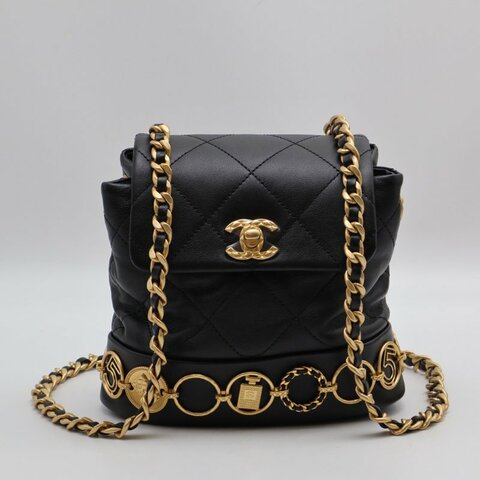 CHANEL 23B金幣雙肩包 - 黑金