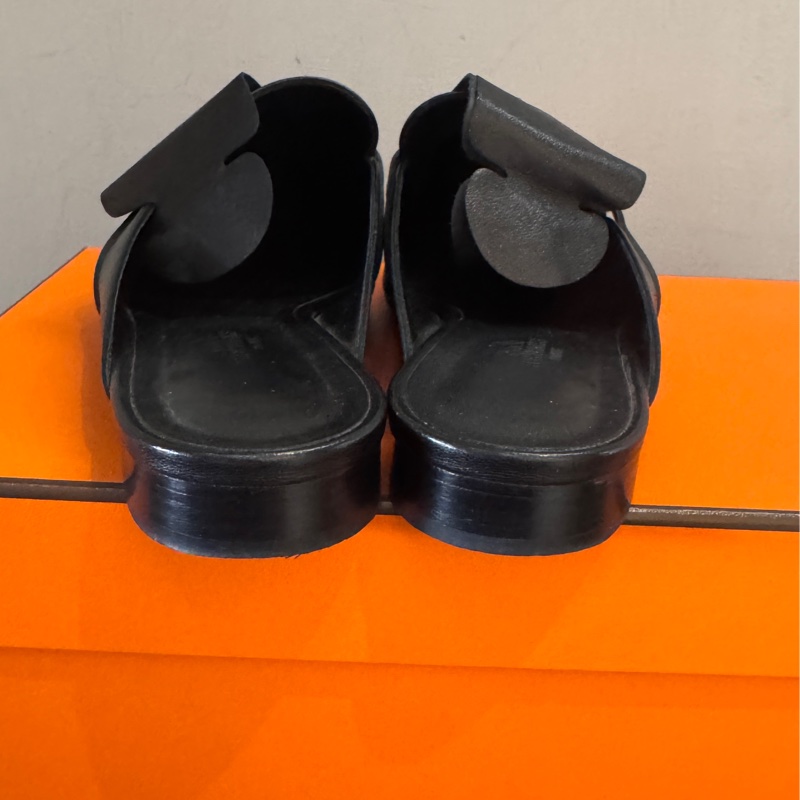 Hermes kelly缺貨黑金配色Kelly 凱莉玫瑰金扣穆勒鞋 38號-15