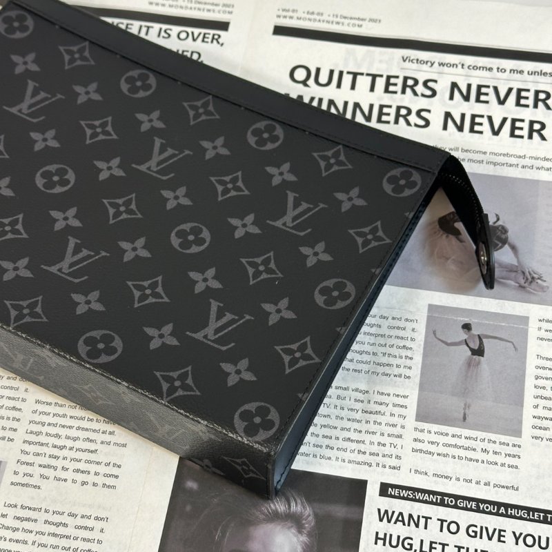 LOUIS VUITTON Pochette Voyage手拿包 - MM灰老花-3