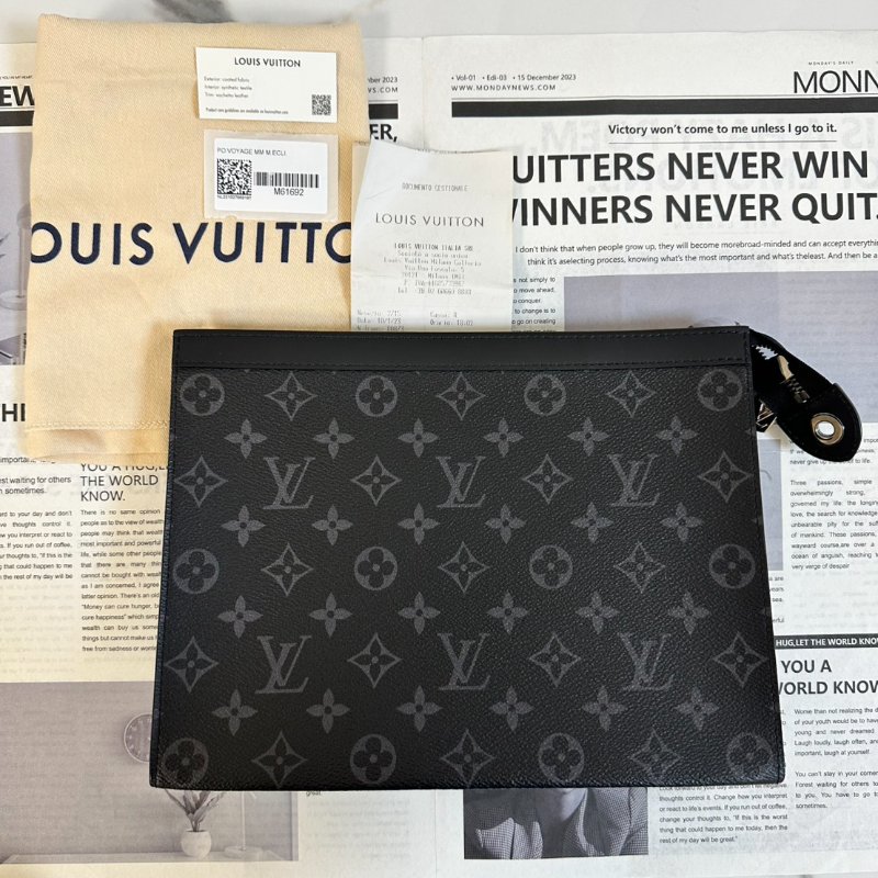 LOUIS VUITTON Pochette Voyage手拿包 - MM灰老花-7