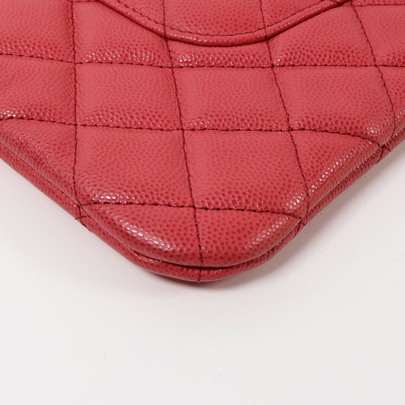 CHANEL 牛皮皮革Pouch金扣手拿包-9