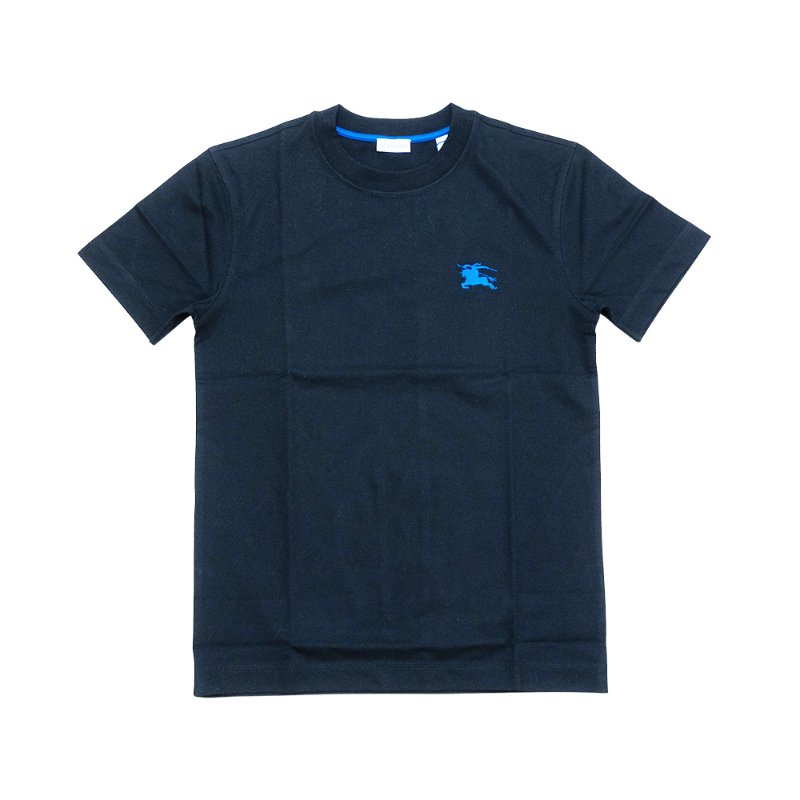 Burberry 圓領藍刺繡戰馬圖騰男短袖上衣(8121702-黑)-0