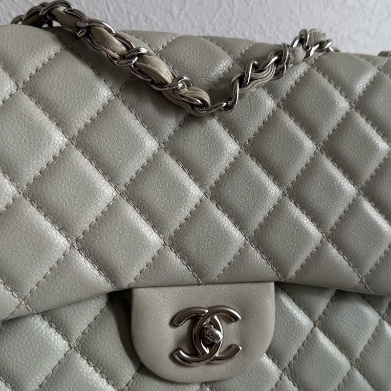 Chanel冰川藍荔枝皮銀鏈JUMBO-20