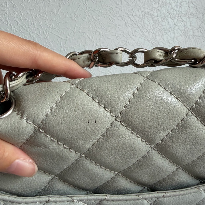Chanel冰川藍荔枝皮銀鏈JUMBO-30