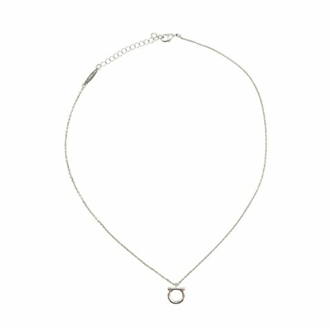 Ferragamo Gancini 品牌logo金屬項鍊(696659-銀)