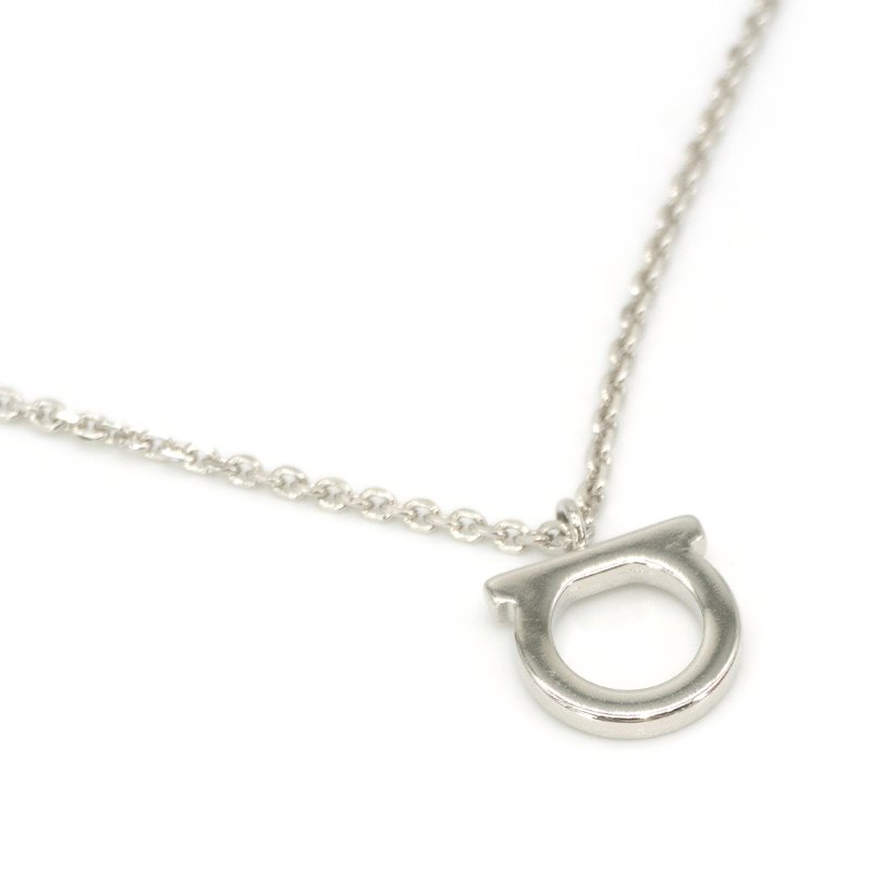 Ferragamo Gancini 品牌logo金屬項鍊(696659-銀)-1