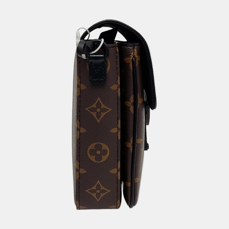 LOUIS VUITTON S LOCK迷你棕色塗層帆布老花單肩包黑色五金可拆卸肩帶-3