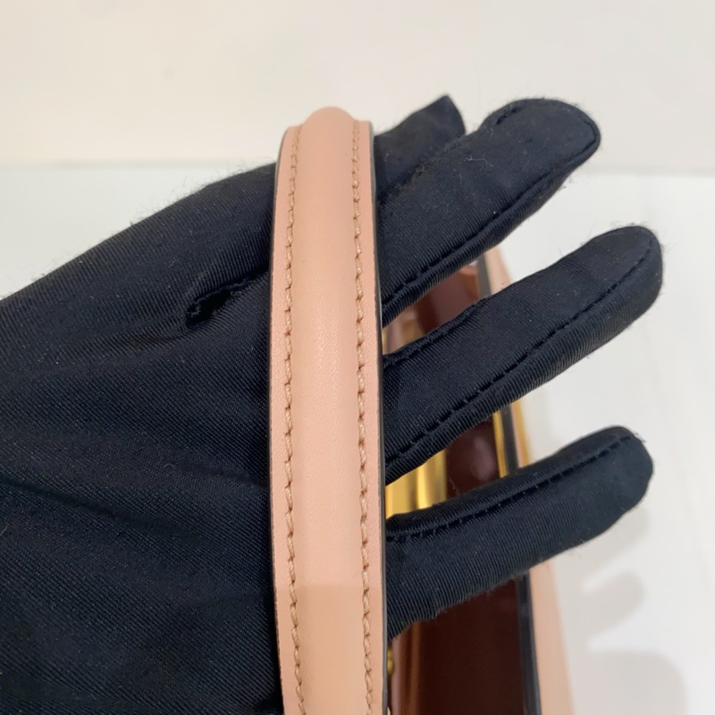 99新Fendi芬迪peekaboo小號肉粉色牛皮限定雙面款手提單肩斜挎包 尺寸19*23*11一-5