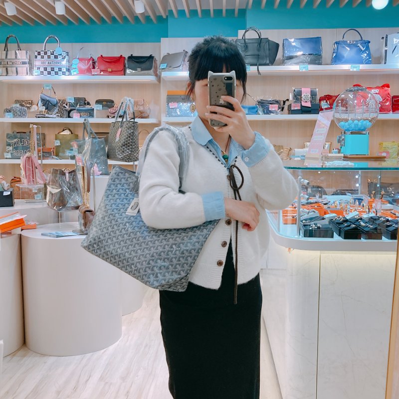 MS0494 Goyard 戈雅 餃子袋 帆布 跣水 灰色 銀扣 Saint Louis Tote Bag PM Canvas Grey x PHW-14