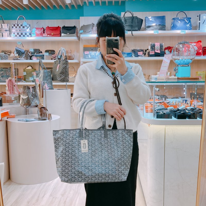 MS0494 Goyard 戈雅 餃子袋 帆布 跣水 灰色 銀扣 Saint Louis Tote Bag PM Canvas Grey x PHW-15