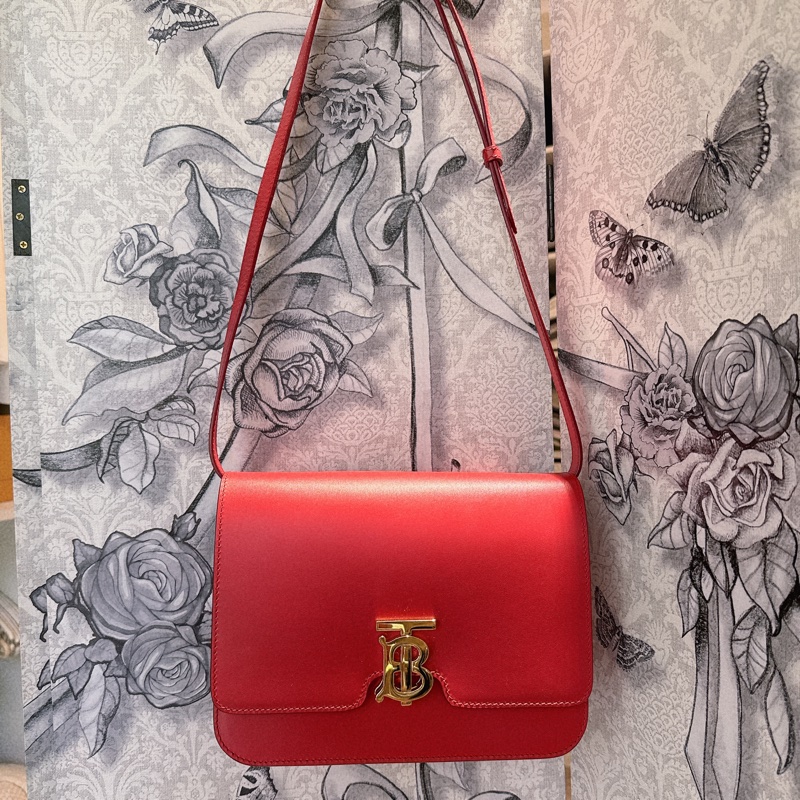 BURBERRY 中型肩背包、斜背包、紅色-6