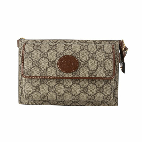 【包稅】GUCCI 互扣式 GG 烏木色 Supreme 腰包 34871