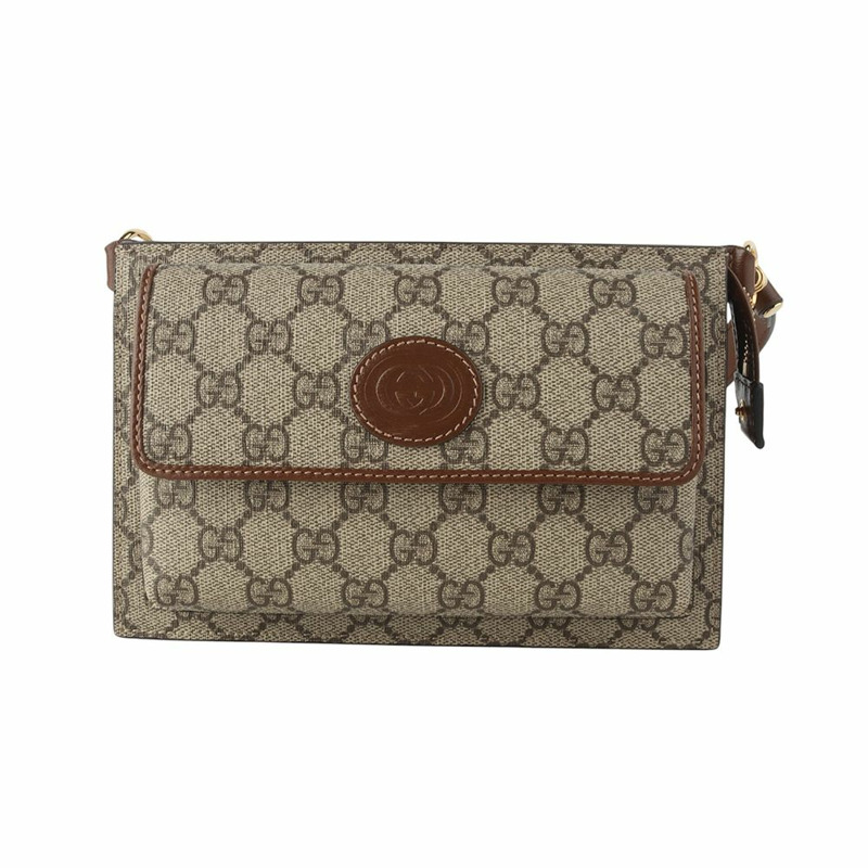 【包稅】GUCCI 互扣式 GG 烏木色 Supreme 腰包 34871-0