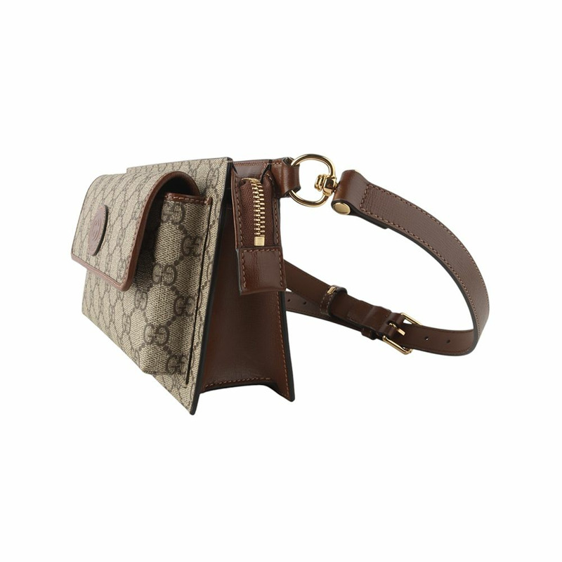 【包稅】GUCCI 互扣式 GG 烏木色 Supreme 腰包 34871-1