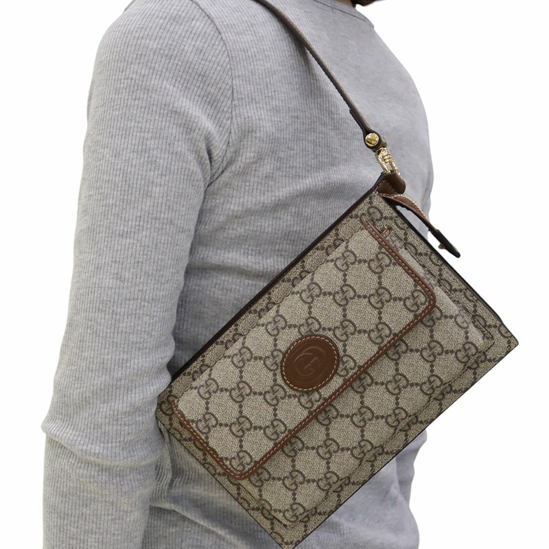 【包稅】GUCCI 互扣式 GG 烏木色 Supreme 腰包 34871-8