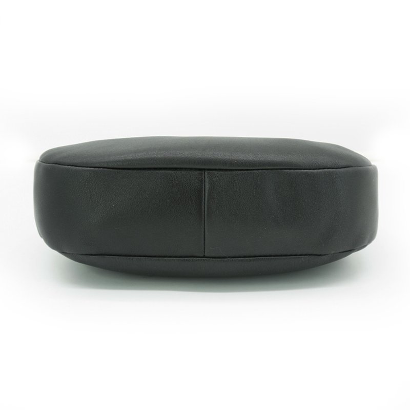 Prada Saffiano 金三角logo小牛皮彎月手提兩用包(1BC272-黑)-3