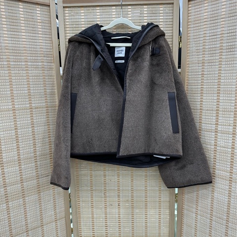 Hermes 愛馬仕 羊駝毛連帽短外套 34碼 全新吊牌