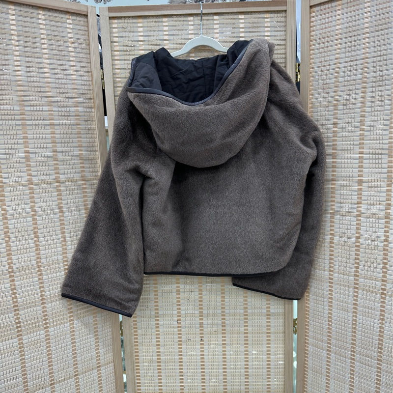 Hermes 愛馬仕 羊駝毛連帽短外套 34碼 全新吊牌-1