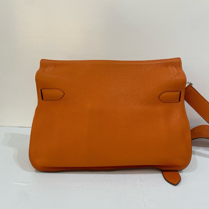 98新Hermes愛馬仕吉普賽 刻橙色Togo皮銀扣單肩斜挎包 尺寸34*15*24，塵袋肩帶一-8