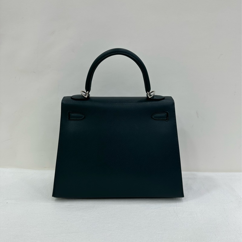 Hermes愛馬仕 Kelly25 6O 松柏綠 銀扣 山羊皮 Z刻 閒置-2