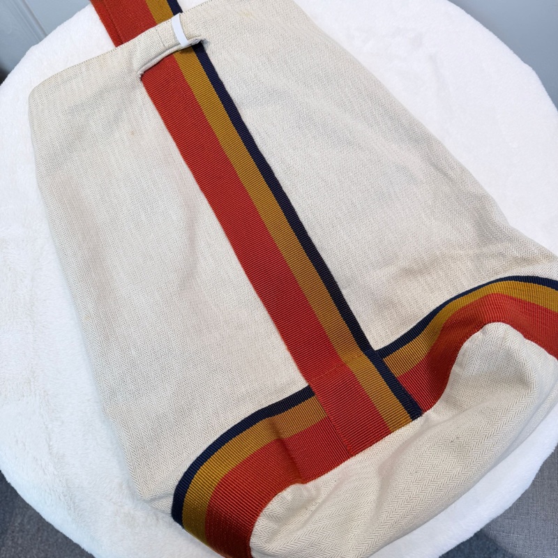 Hermes 沙灘布袋背包 chevron canvas backpack 48H-2