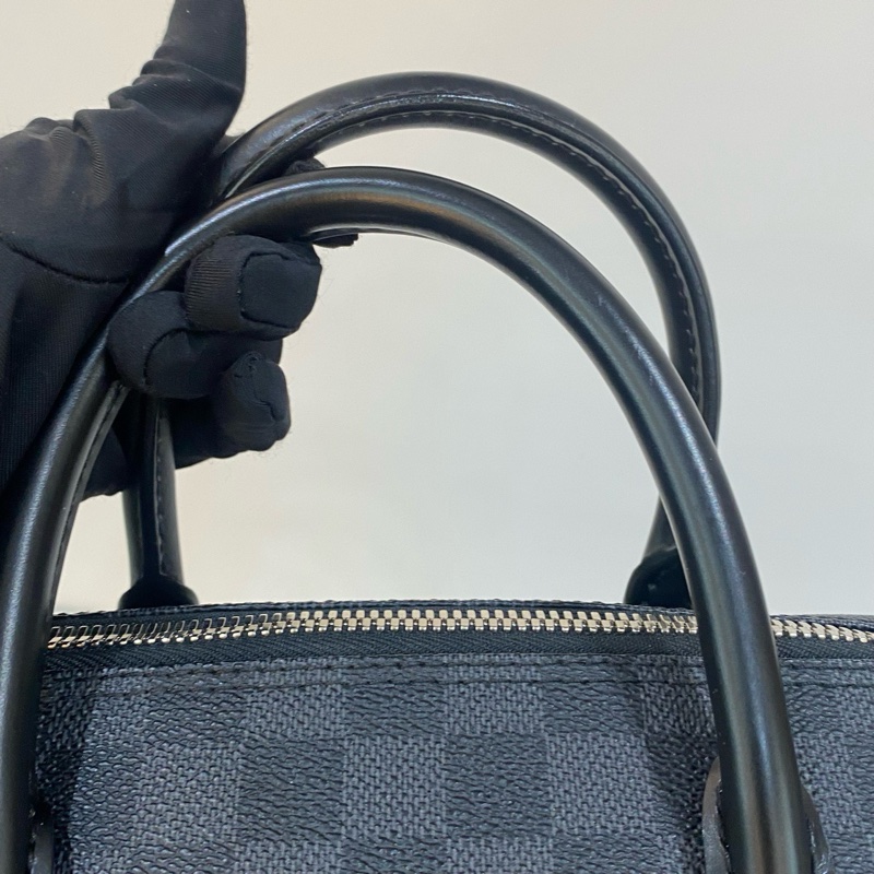 98新LV/路易威登經典灰配黑棋盤格公文包手提單肩斜挎包，尺寸40*30*10，肩帶鑰匙鎖一-10