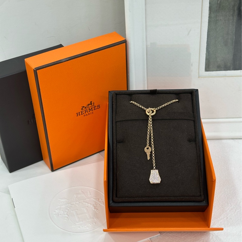 Hermes 愛馬仕 Kelly Clochette H220260B 玫瑰金項鍊 25年卡-0
