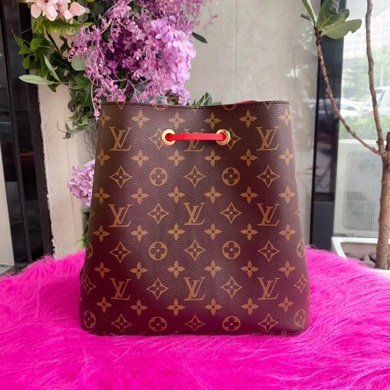 98新LV/路易威登老花紅色水桶包，尺寸26x26x17.5，有肩帶，-3