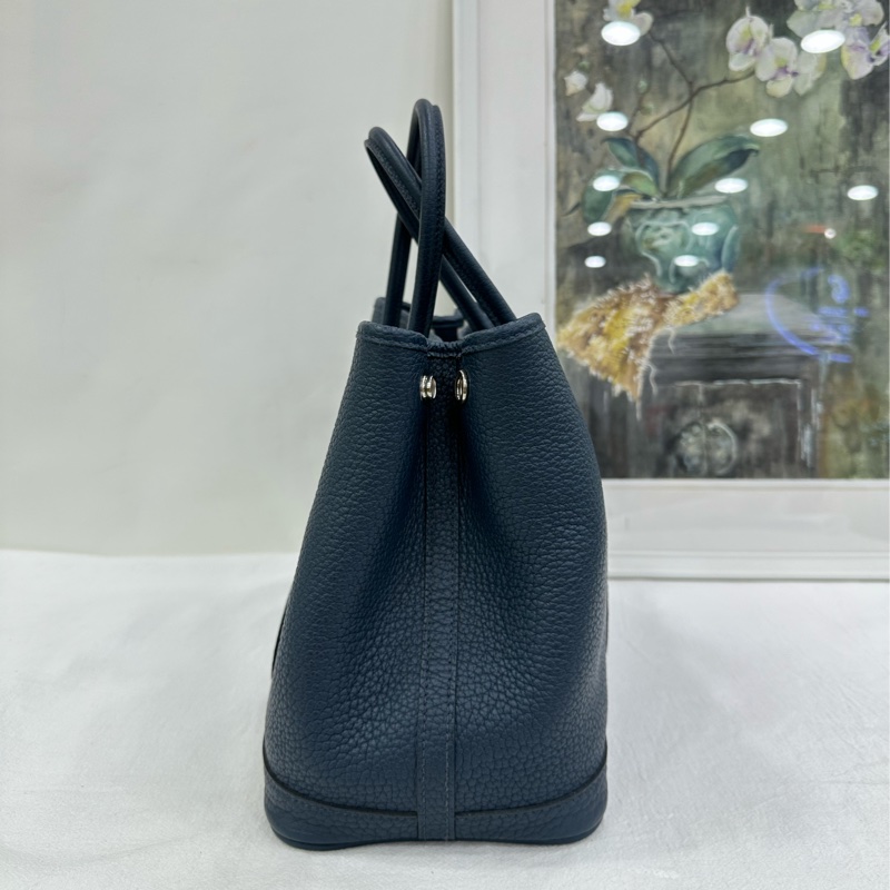 Hermes 愛馬仕 garden party 30 花園30 7P 普魯士藍銀扣 框R-3