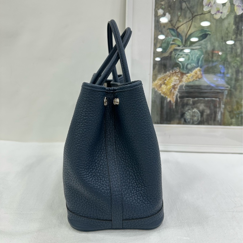 Hermes 愛馬仕 garden party 30 花園30 7P 普魯士藍銀扣 框R-4