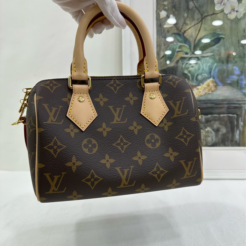 LV 路易威登 Speedy20奶茶色肩帶款 近全新 有購證-6