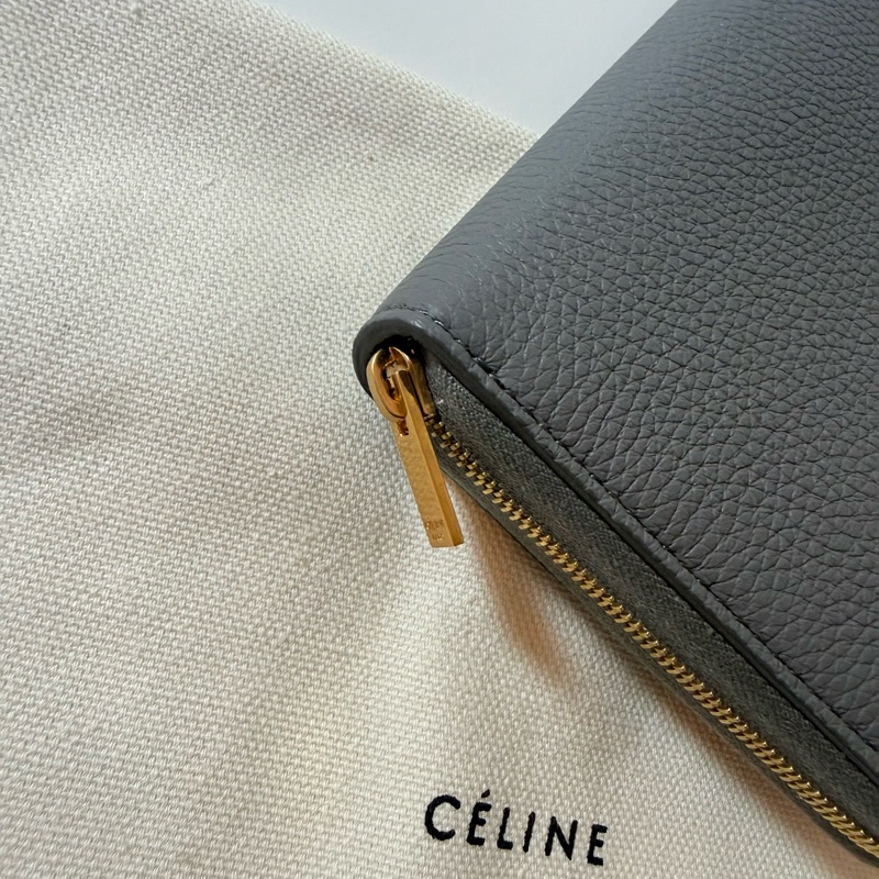 ✔️ Celine 荔枝紋牛皮拉鏈長夾-11