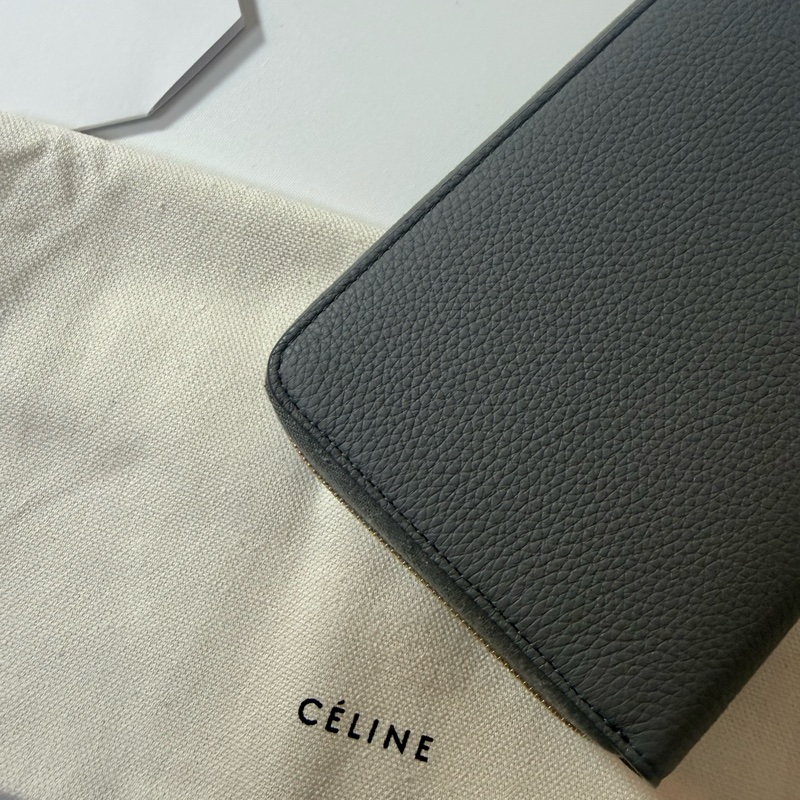 ✔️ Celine 荔枝紋牛皮拉鏈長夾-13