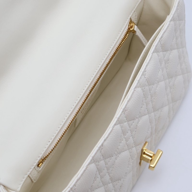 DIOR Caro藤格紋斜背包 - 中號白金-2