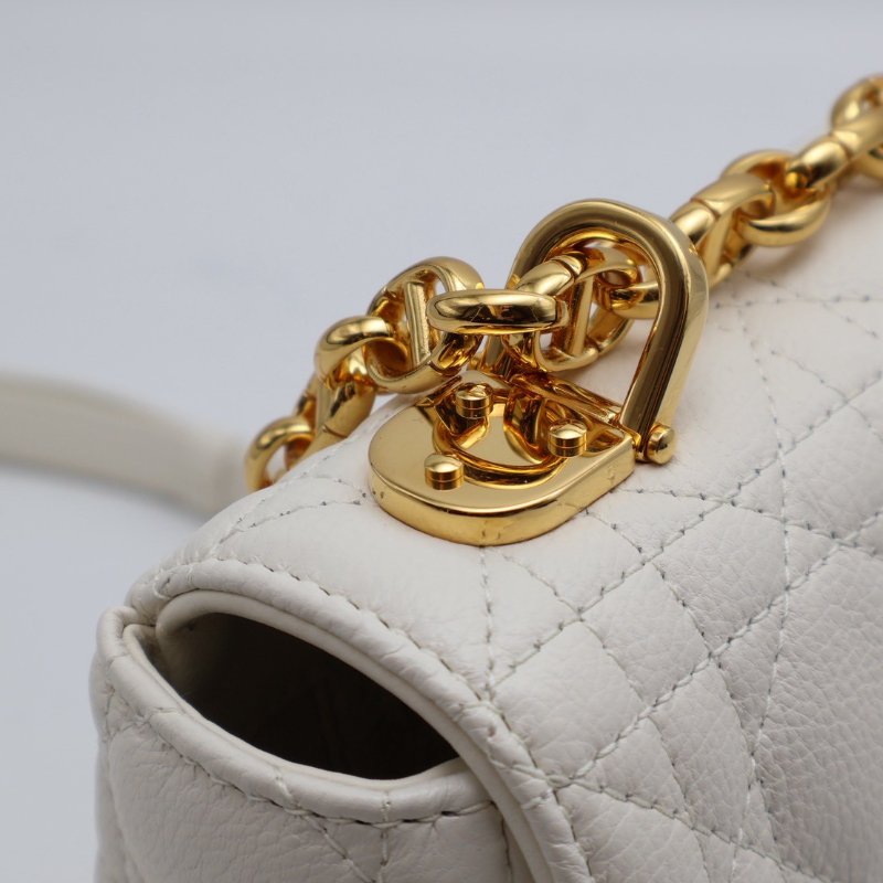 DIOR Caro藤格紋斜背包 - 中號白金-3