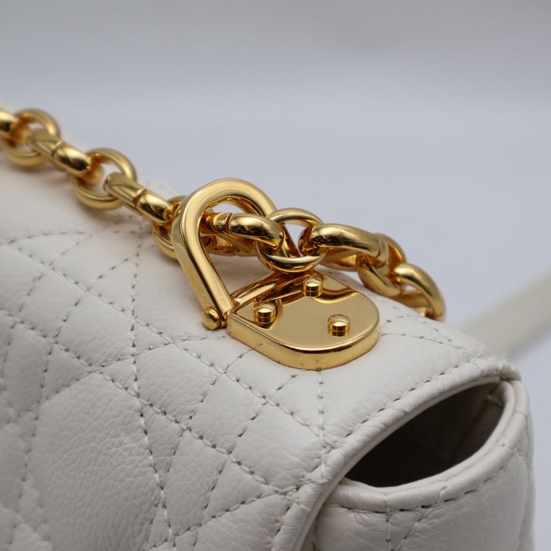 DIOR Caro藤格紋斜背包 - 中號白金-4