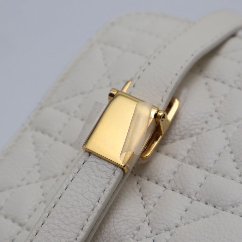 DIOR Caro藤格紋斜背包 - 中號白金-6