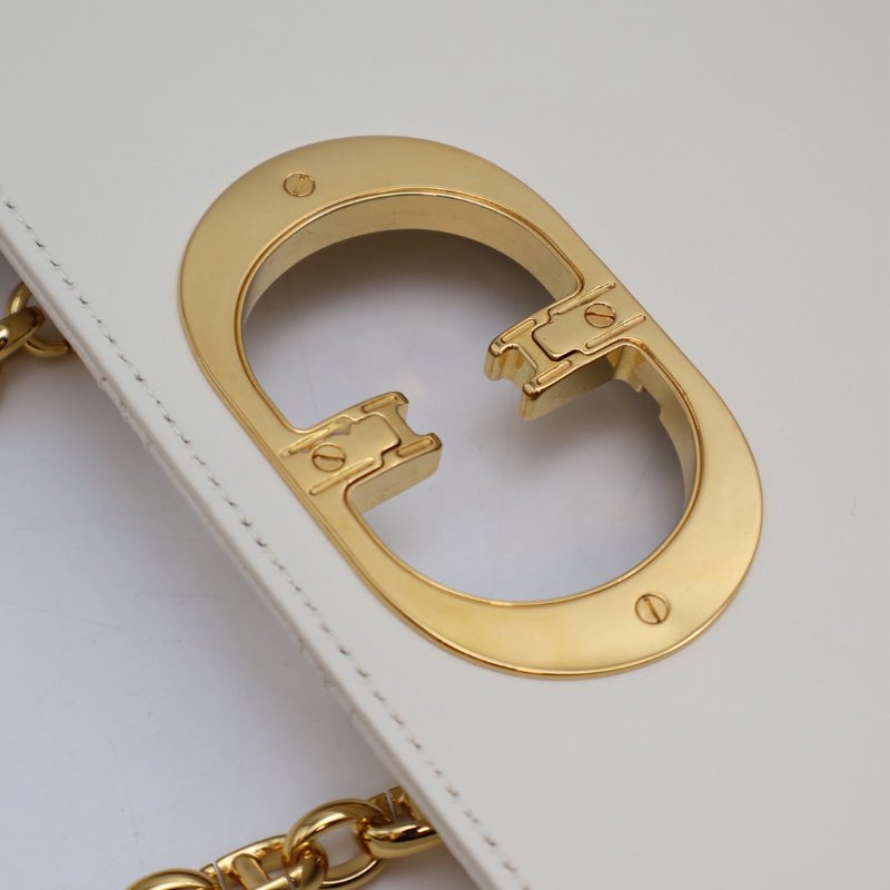 DIOR Caro藤格紋斜背包 - 中號白金-7