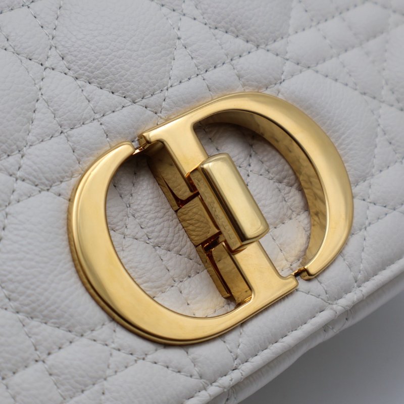 DIOR Caro藤格紋斜背包 - 中號白金-8