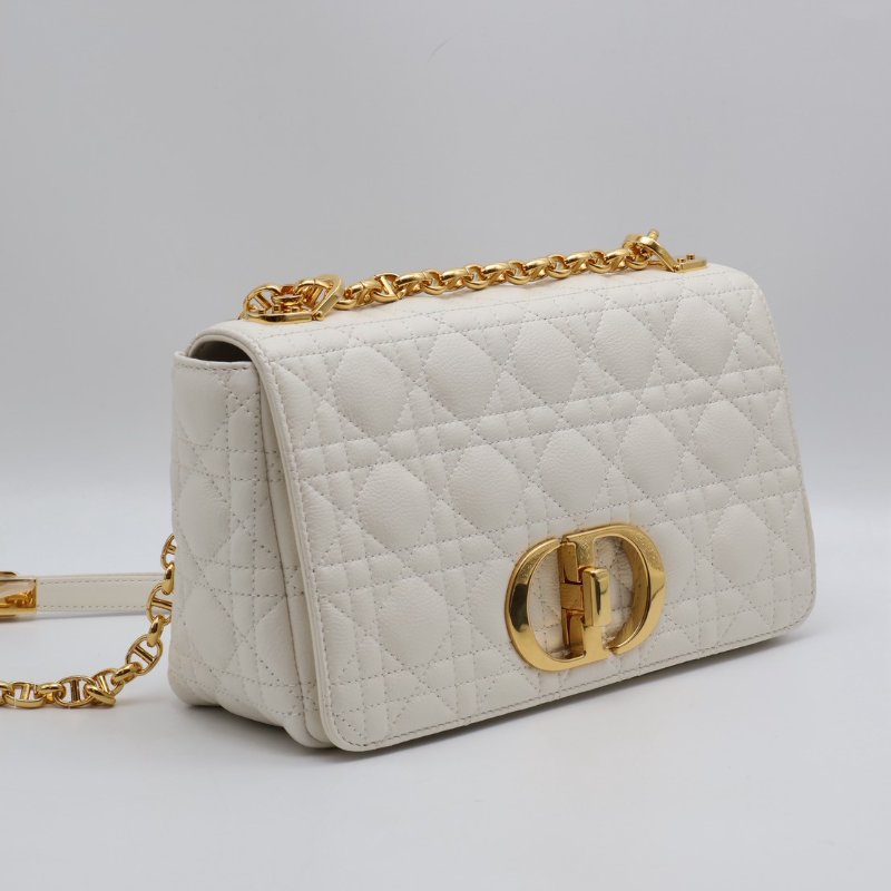 DIOR Caro藤格紋斜背包 - 中號白金-13