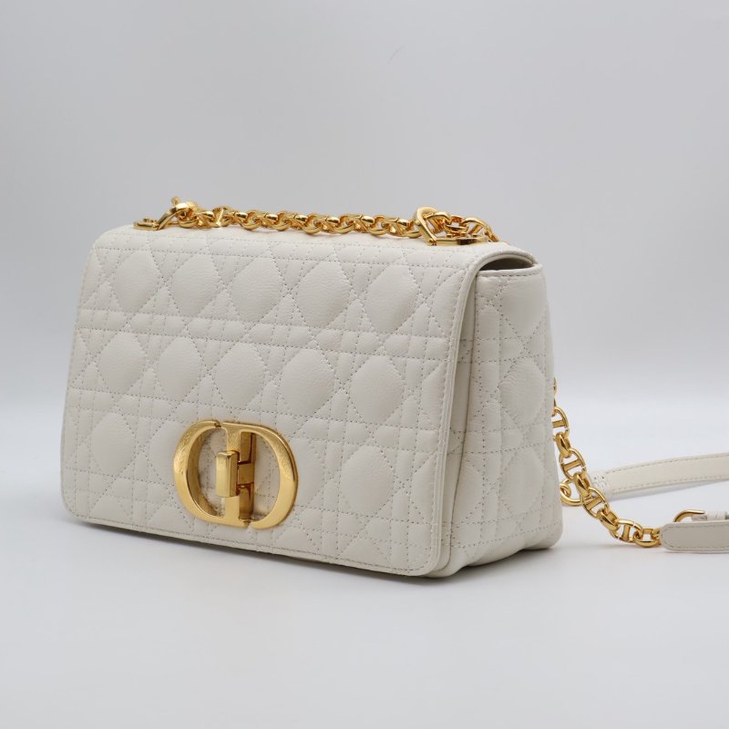 DIOR Caro藤格紋斜背包 - 中號白金-14