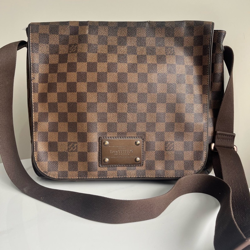 98新lv/路易威登 布魯克林男士棕棋盤格單肩斜挎包 無附件一-8