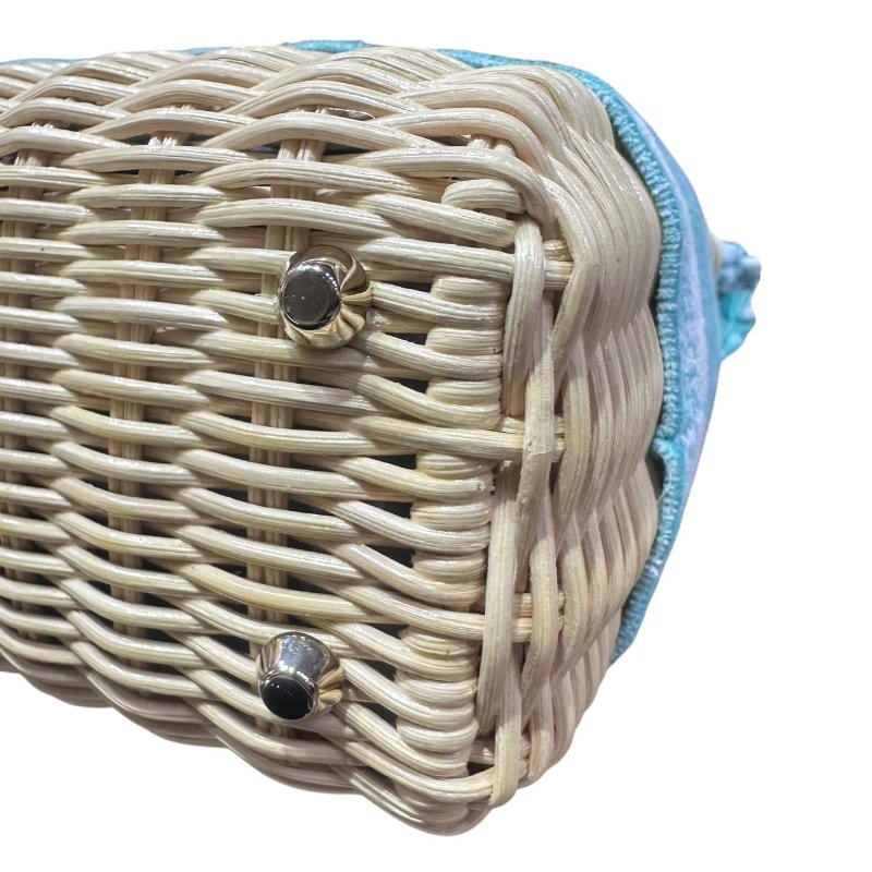 【美收精品】LADY DIOR tiffany綠mini竹籐手提包 4-906-6