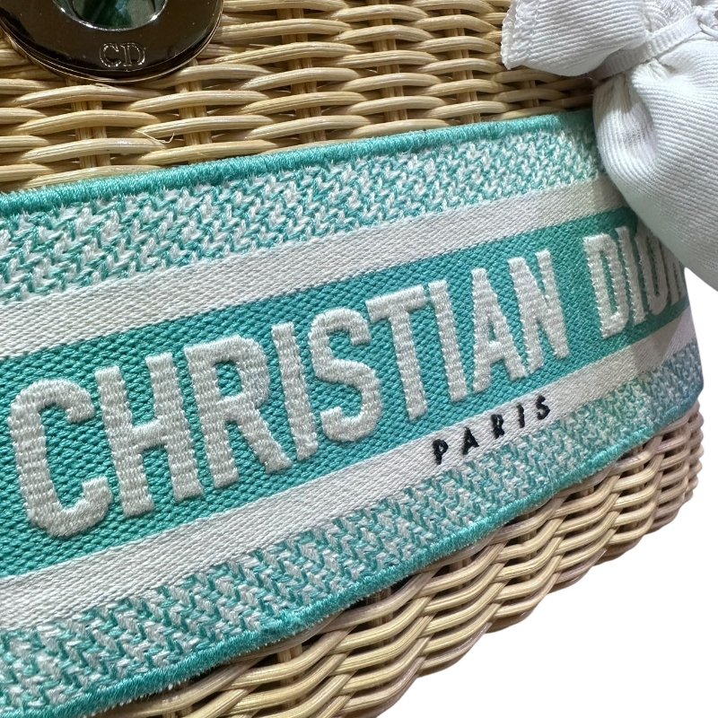 【美收精品】LADY DIOR tiffany綠mini竹籐手提包 4-906-7