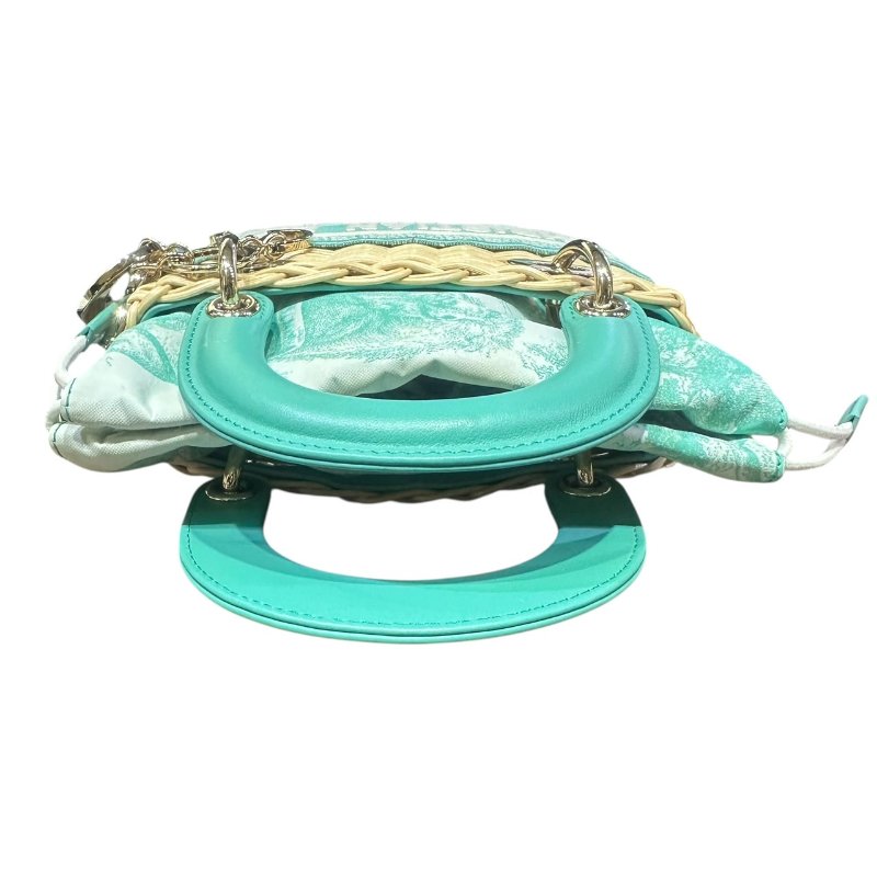 【美收精品】LADY DIOR tiffany綠mini竹籐手提包 4-906-12