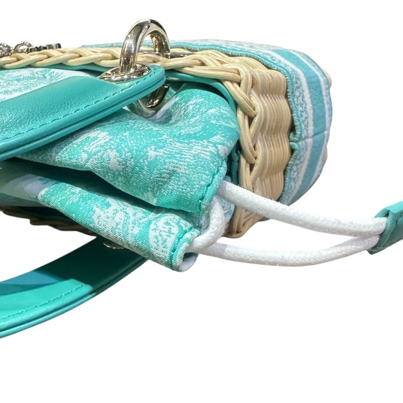【美收精品】LADY DIOR tiffany綠mini竹籐手提包 4-906-13